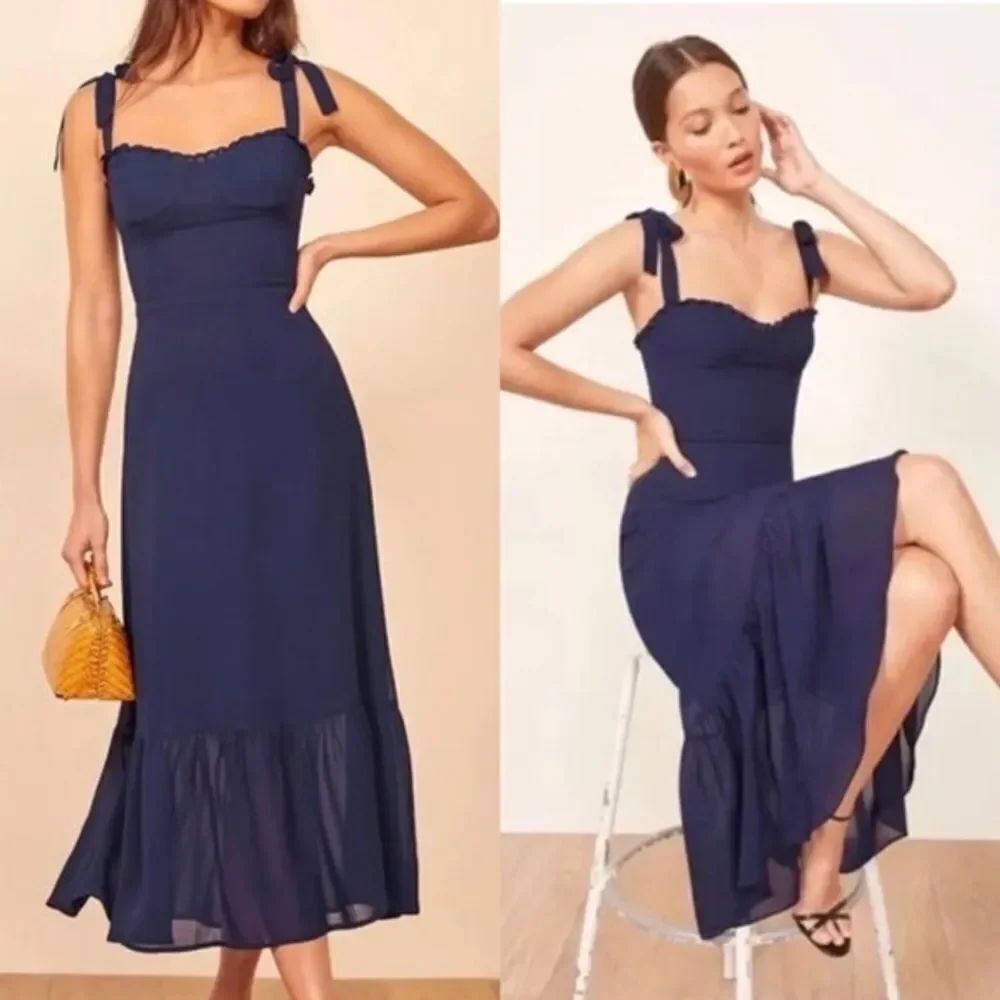 Reformation Nikita Midi Navy Dress Blue Size 2